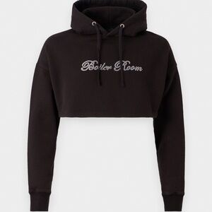 BOILER ROOM - Black Cropped Hoodie Sweater